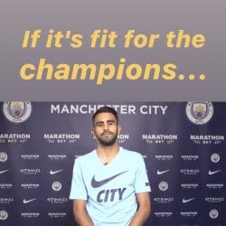 Manchester City football player wearing a Dae Ha printed t-shirt