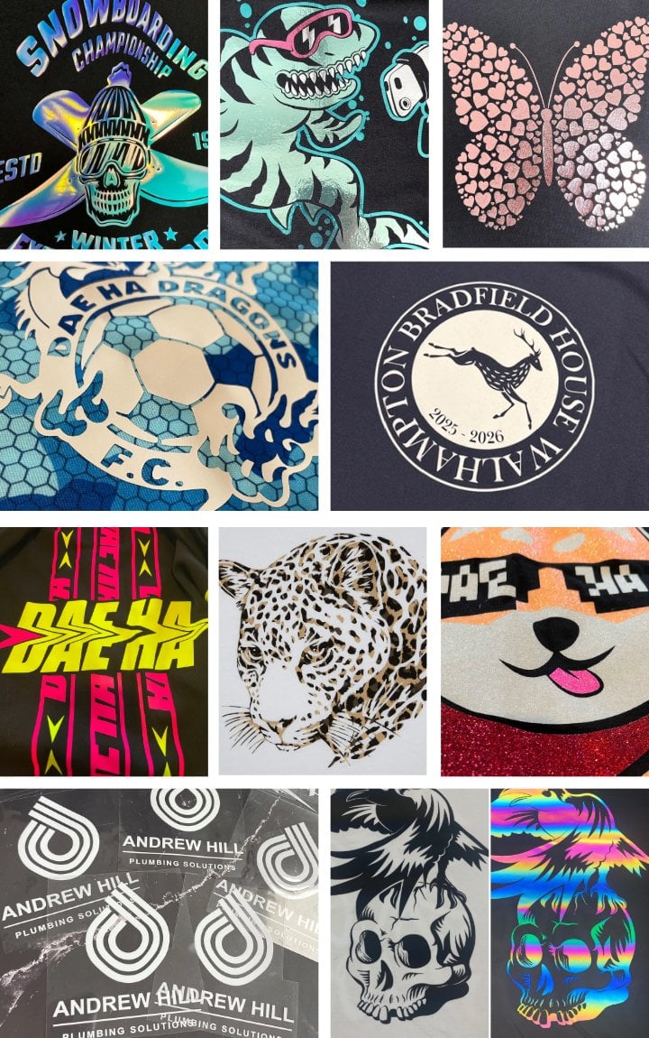 Custom heat transfer vinyl ready-to-press for t-shirts and sportswear